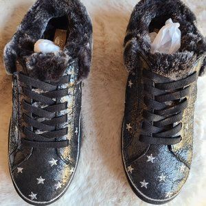 Dr Scholls Mellow Mule Black Crackle Leather with stars